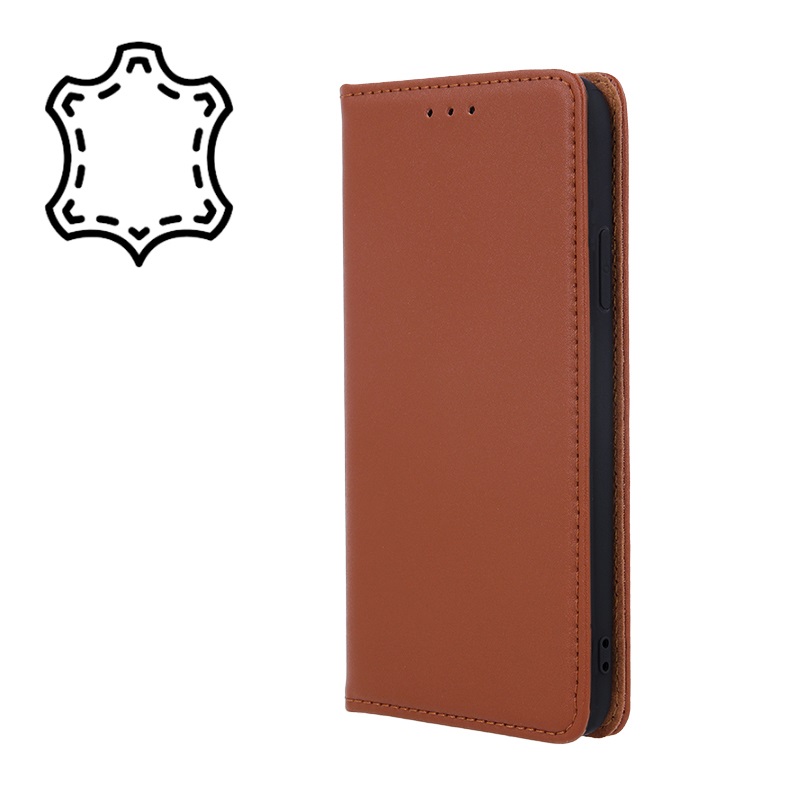 Pouzdro Flip BOOK Special Xiaomi Redmi Note 12 4G pravá kůže hnědé