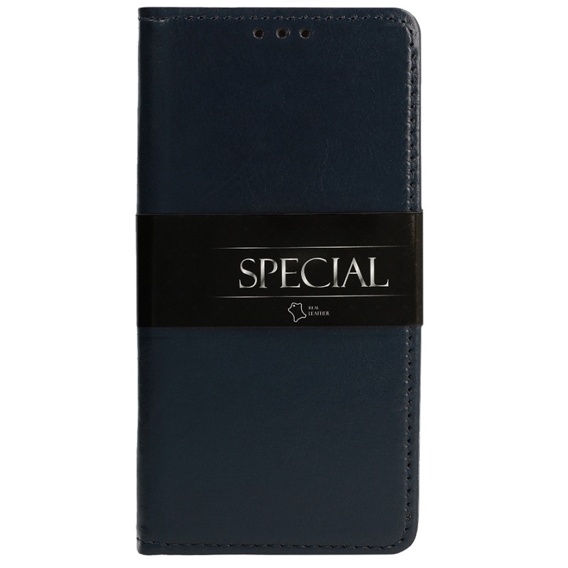 Pouzdro Flip BOOK Special Apple iPhone 14 6.1 pravá kůže tmavě modré